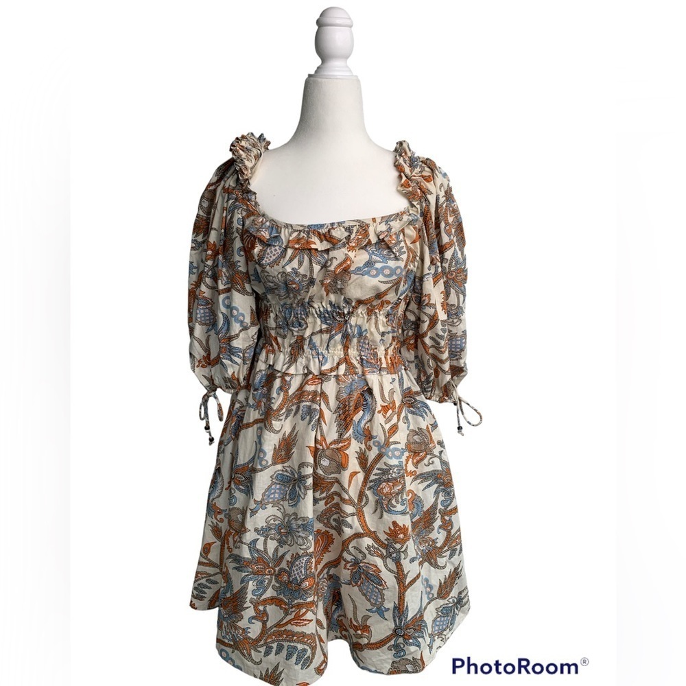House of Harlow 1960 Nicole Richie Smocked Floral Mini Smocked Pockets Dress